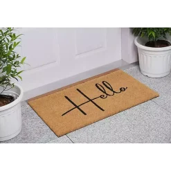 Kirklands Home Doormats|Simple Hello Script Doormat, 36x24 Brown