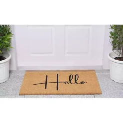 Kirklands Home Doormats|Simple Hello Script Doormat, 36x24 Brown