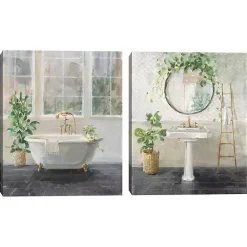 Kirklands Home Canvas Art|Simple Pleasures Bath Canvas Art Prints, Set of 2