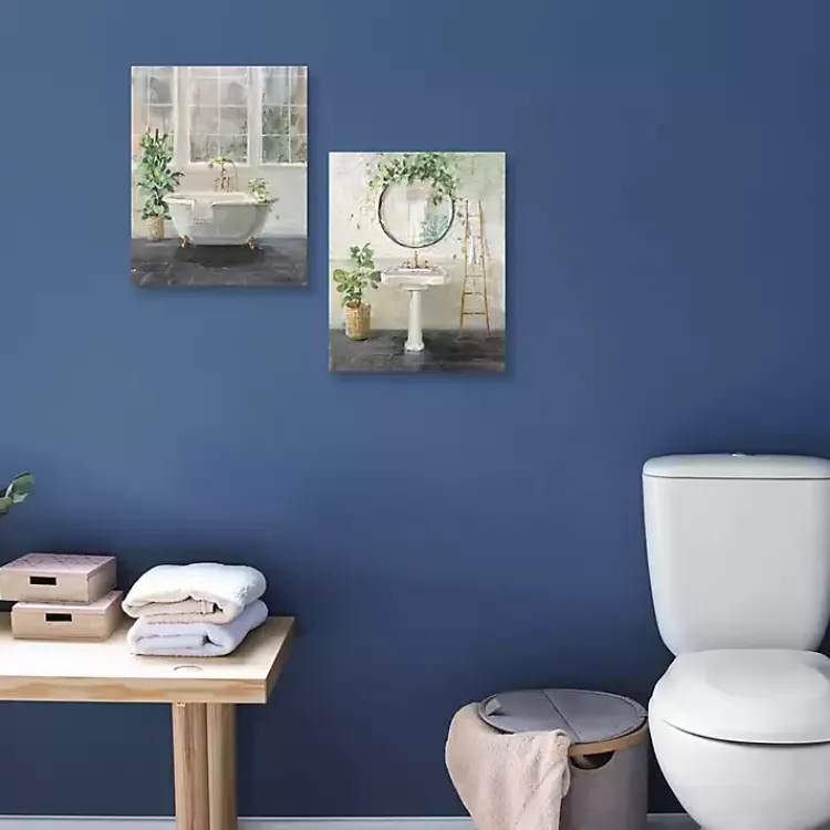 Kirklands Home Canvas Art|Simple Pleasures Bath Canvas Art Prints, Set of 2