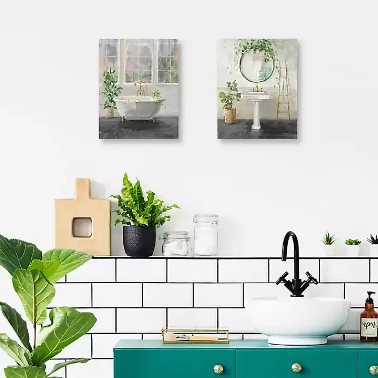 Kirklands Home Canvas Art|Simple Pleasures Bath Canvas Art Prints, Set of 2