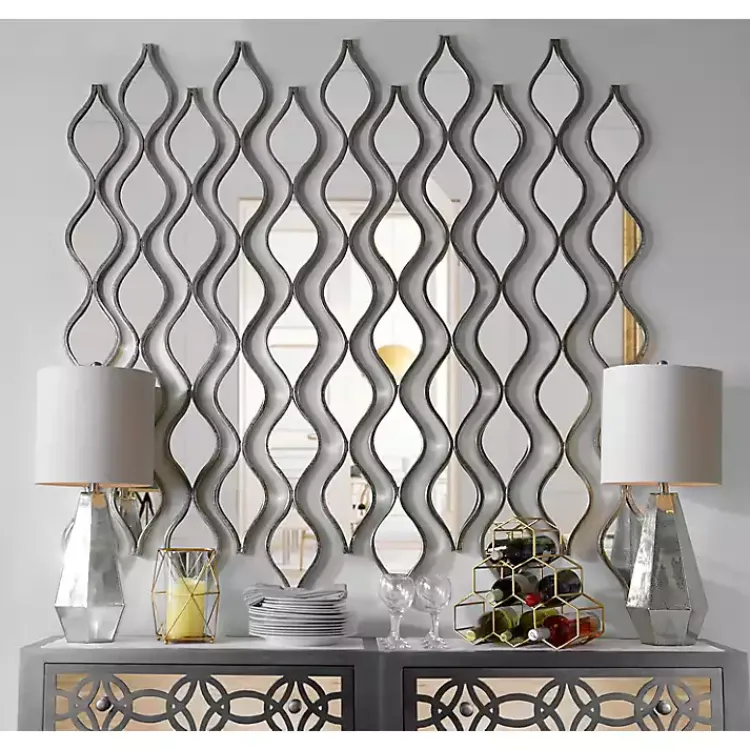 Kirklands Home Decorative Mirrors|Single Silver Raindrop Panel Mirror, 6.25x58.75