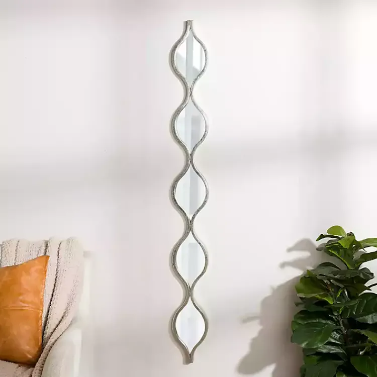 Kirklands Home Decorative Mirrors|Single Silver Raindrop Panel Mirror, 6.25x58.75