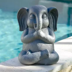 Kirklands Home Garden Statues|Sitting Elephant Outdoor Statue Gray