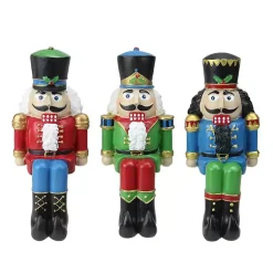 Best Sitting Nutcrackers Stocking Holders, Set of 3 Christmas Stockings & Stocking Holders