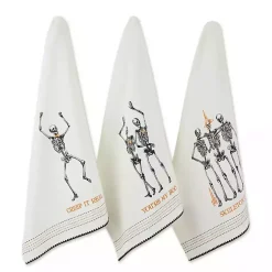 Kirklands Home Kitchen Accessories|Skeletons Printed Assorted Dishtowels, Set of 3