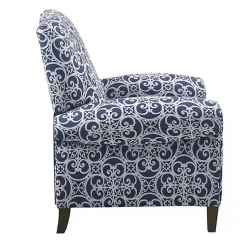 Kirklands Home Accent Chairs|Sky Fretwork Upholstered High Back Recliner Blue