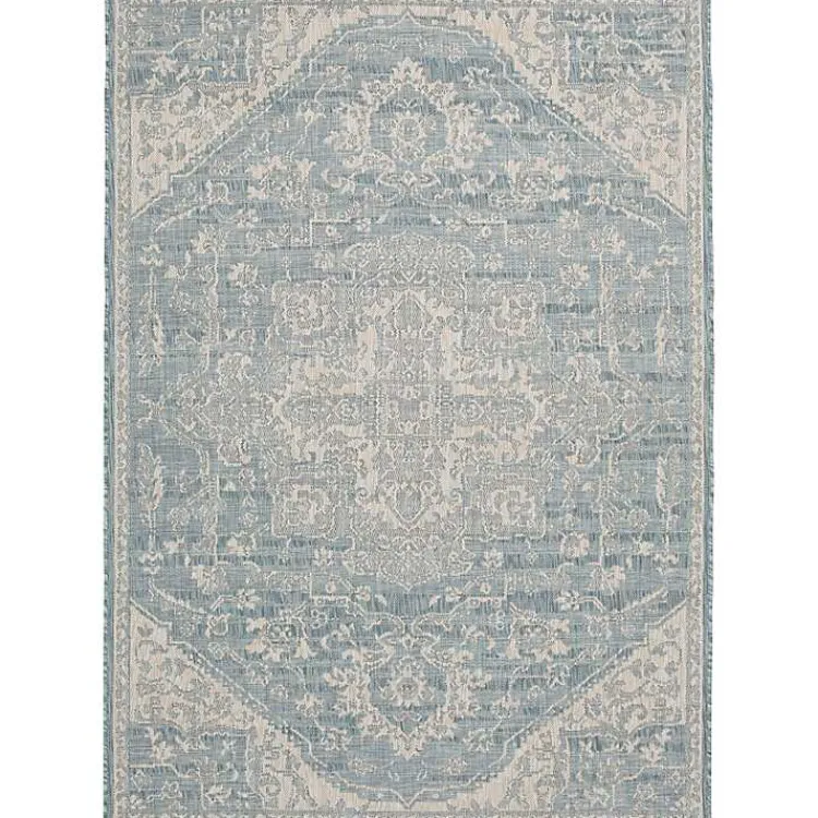 Kirklands Home Outdoor Rugs|Sky Medallion Lava Indoor/Outdoor Area Rug, 5x7 Blue