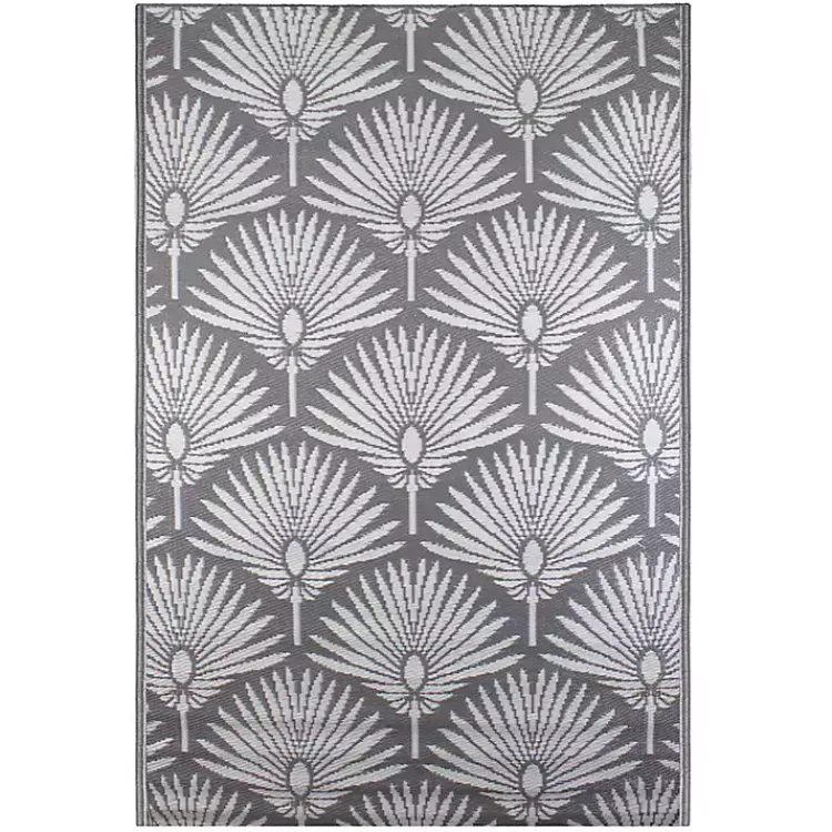 Kirklands Home Outdoor Rugs|Slate Fan Leaf Outdoor Area Rug, 4x6