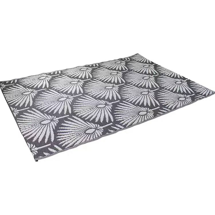 Kirklands Home Outdoor Rugs|Slate Fan Leaf Outdoor Area Rug, 4x6