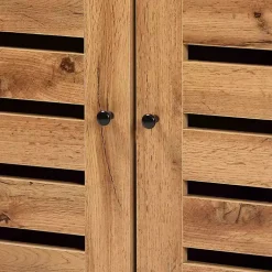 Kirklands Home Entryway Furniture|Slatted Oak Wood Cabinet