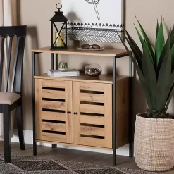 Kirklands Home Entryway Furniture|Slatted Oak Wood Cabinet