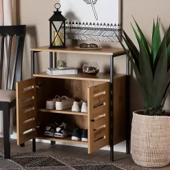 Kirklands Home Entryway Furniture|Slatted Oak Wood Cabinet