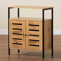 Kirklands Home Entryway Furniture|Slatted Oak Wood Cabinet