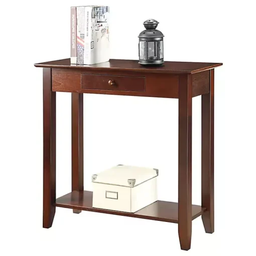 Kirklands Home Console Tables|Slim Single Drawer Console Table Brown