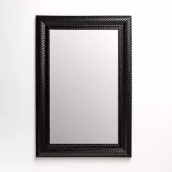 Kirklands Home Decorative Mirrors|Sloan Black Grooved Wall Mirror
