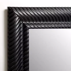Kirklands Home Decorative Mirrors|Sloan Black Grooved Wall Mirror