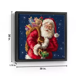 Clearance Smiling Santa with Gifts Framed Canvas Art Print Christmas Art & Wall Decor