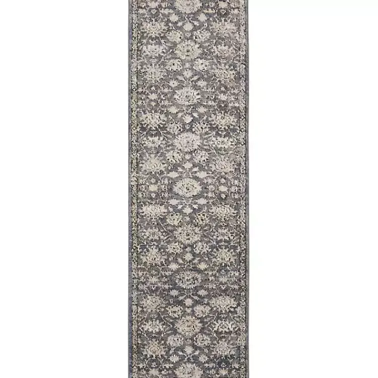 Kirklands Home Area Rugs|Smokey Blue and Ivory Floral Runner, 2x7