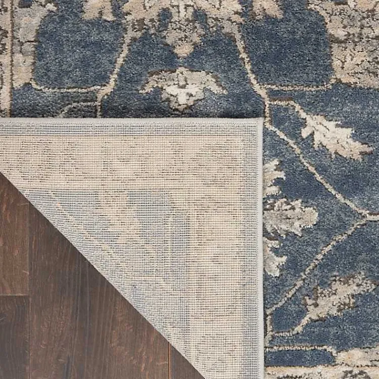 Kirklands Home Area Rugs|Smokey Blue and Ivory Floral Runner, 2x7