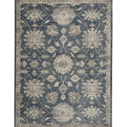 Kirklands Home Area Rugs|Smokey Blue and Ivory Floral Area Rug, 6x9