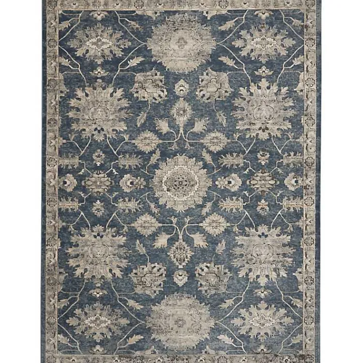 Kirklands Home Area Rugs|Smokey Blue and Ivory Floral Area Rug, 6x9