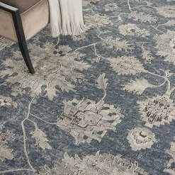 Kirklands Home Area Rugs|Smokey Blue and Ivory Floral Area Rug, 6x9