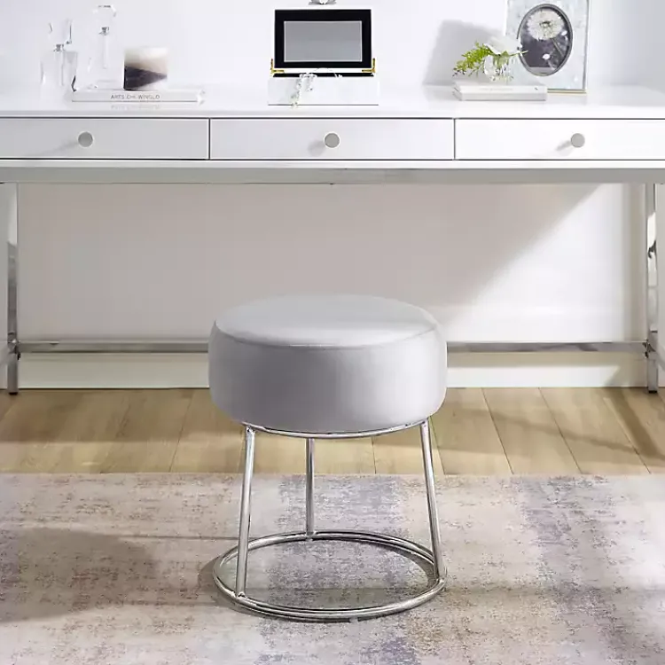 Kirklands Home Benches & Ottomans|Smokey Velvet Vanity Stool Gray