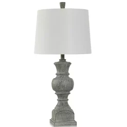 Kirklands Home Table Lamps|Smokey Slate Gray Baluster Grain Table Lamp White
