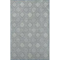 Kirklands Home Outdoor Rugs|Smoky Blue Geometric Indoor/Outdoor Area Rug, 5x7