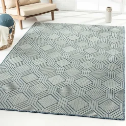 Kirklands Home Outdoor Rugs|Smoky Blue Geometric Indoor/Outdoor Area Rug, 5x7