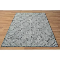 Kirklands Home Outdoor Rugs|Smoky Blue Geometric Indoor/Outdoor Area Rug, 5x7