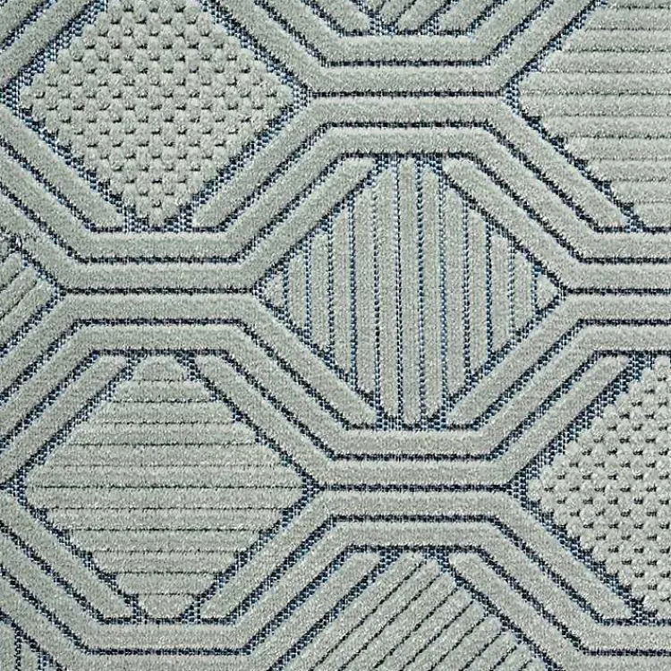 Kirklands Home Outdoor Rugs|Smoky Blue Geometric Indoor/Outdoor Area Rug, 5x7