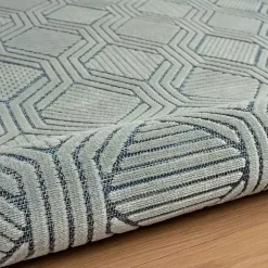 Kirklands Home Outdoor Rugs|Smoky Blue Geometric Indoor/Outdoor Area Rug, 5x7