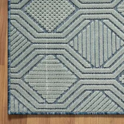 Kirklands Home Outdoor Rugs|Smoky Blue Geometric Indoor/Outdoor Area Rug, 5x7
