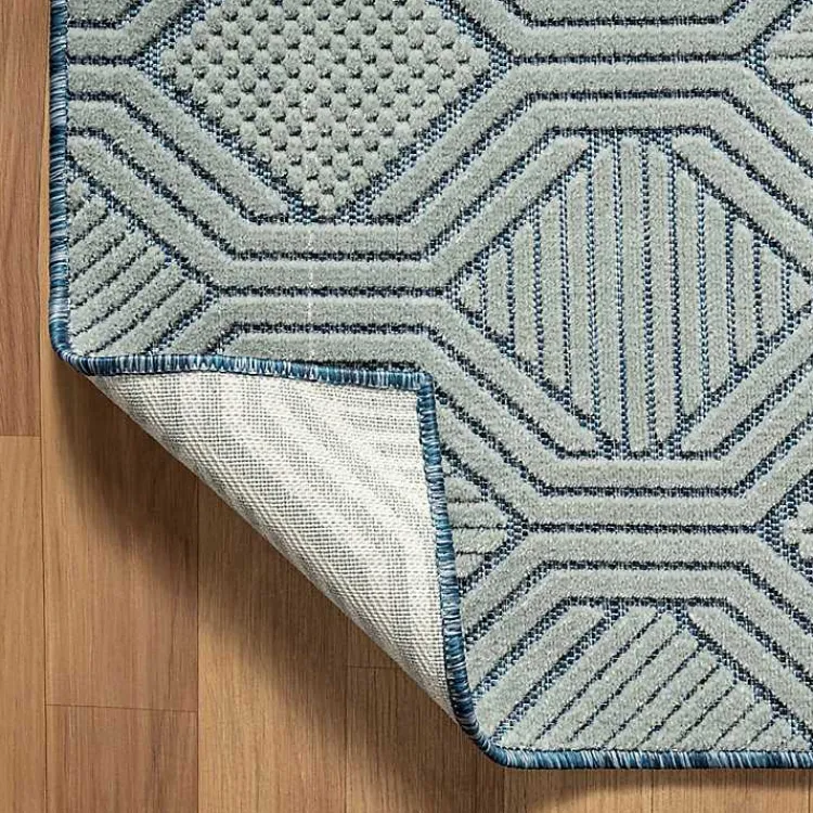 Kirklands Home Outdoor Rugs|Smoky Blue Geometric Indoor/Outdoor Area Rug, 5x7
