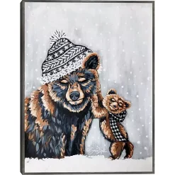 Discount Snow Bear Family Framed Canvas Art Print Christmas Art & Wall Decor