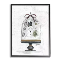 Snowman Cloche Framed Art Print Christmas Art & Wall Decor