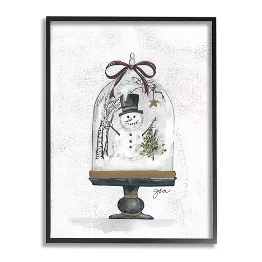 Snowman Cloche Framed Art Print Christmas Art & Wall Decor