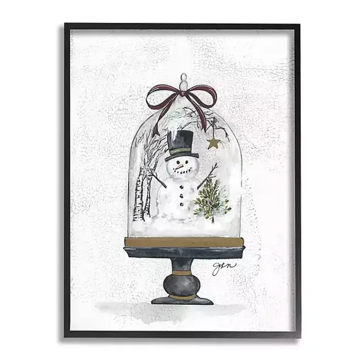 Snowman Cloche Framed Art Print Christmas Art & Wall Decor