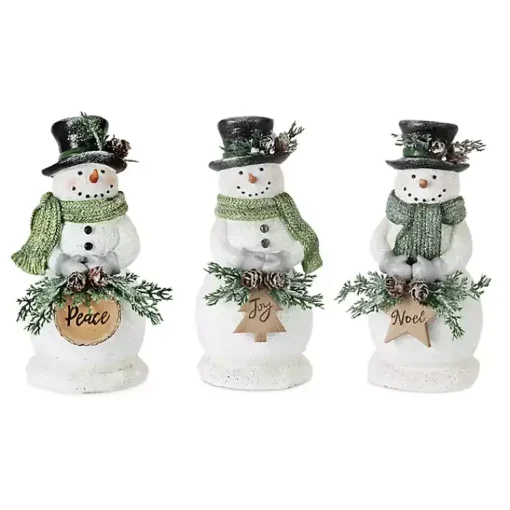 Sale Snowman Holding Pine Statues, Set of 3 Christmas Decorations