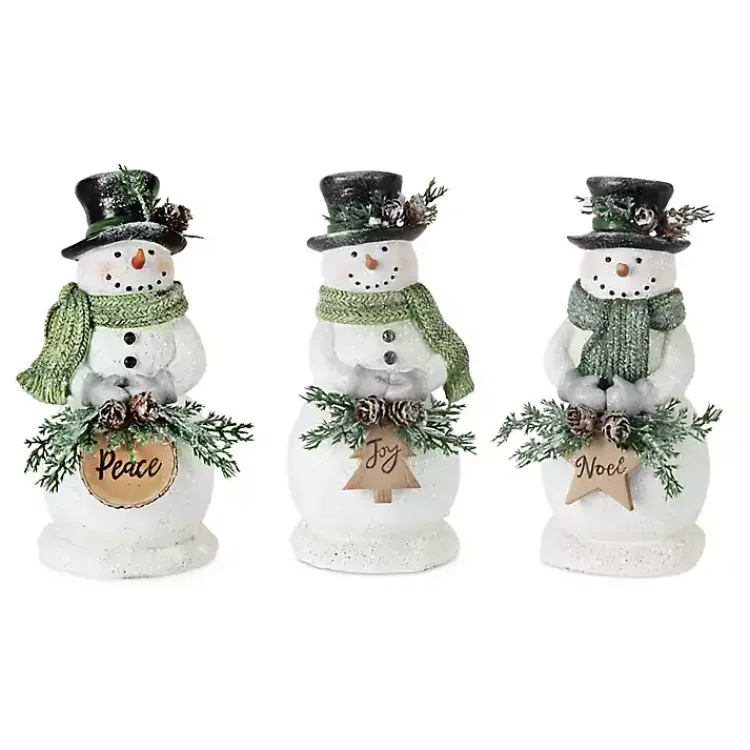 Sale Snowman Holding Pine Statues, Set of 3 Christmas Decorations