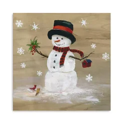 Discount Snowman Mistletoe Canvas Christmas Art Print Christmas Art & Wall Decor