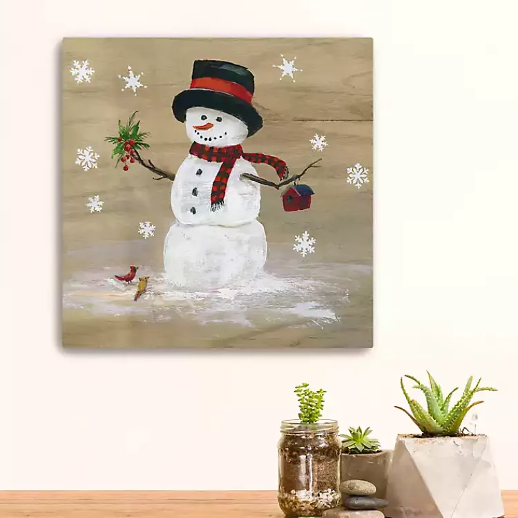 Discount Snowman Mistletoe Canvas Christmas Art Print Christmas Art & Wall Decor