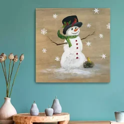 Best Snowman Yellow Bird Canvas Christmas Art Print Christmas Art & Wall Decor