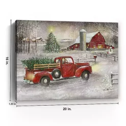 Sale Snowy Barn and Truck Canvas Art Print Christmas Art & Wall Decor