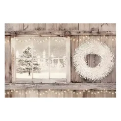 Hot Snowy Barn View Canvas Art Print, 24x16 Christmas Art & Wall Decor