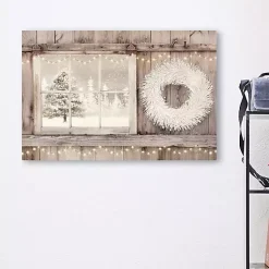 Hot Snowy Barn View Canvas Art Print, 24x16 Christmas Art & Wall Decor