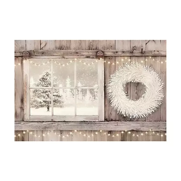 Best Snowy Barn View Canvas Art Print, 32x48 Christmas Art & Wall Decor