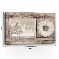 Best Snowy Barn View Canvas Art Print, 32x48 Christmas Art & Wall Decor